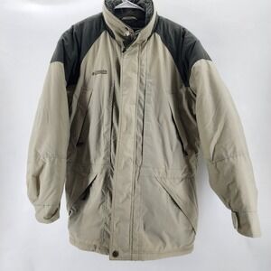 Columbia Sportswear Company Men's Serpa Winter Parka Jacket Tan Dark Gray Size M